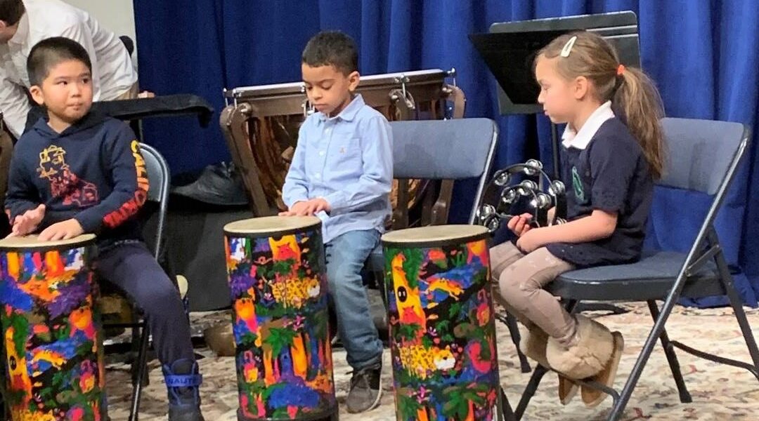 Kids with bongo drums