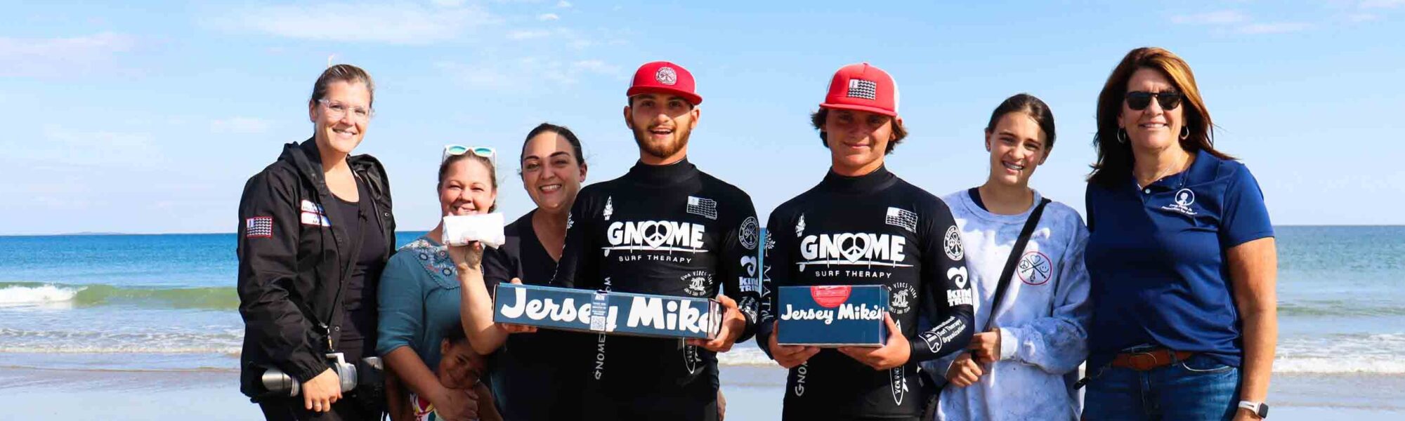 Sponsors Jersey Mike's & Gnome Surf Therapy at the beach