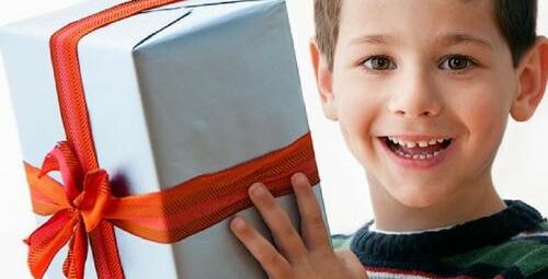 Child holding a gift