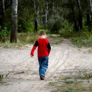 Child walking in nature